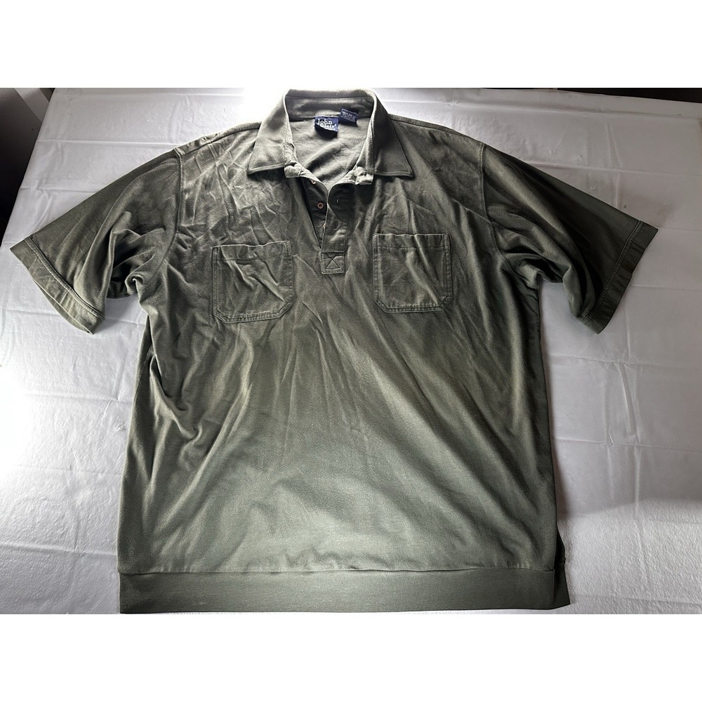 Vintage‎ John Blair Fine Menswear Turquoise Stripe Polo Shirt Pocket 2XL